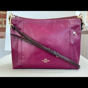 Coach “Scout” Colorblock Hobo in Exotic Embossed Leather 36957 Cyclamen